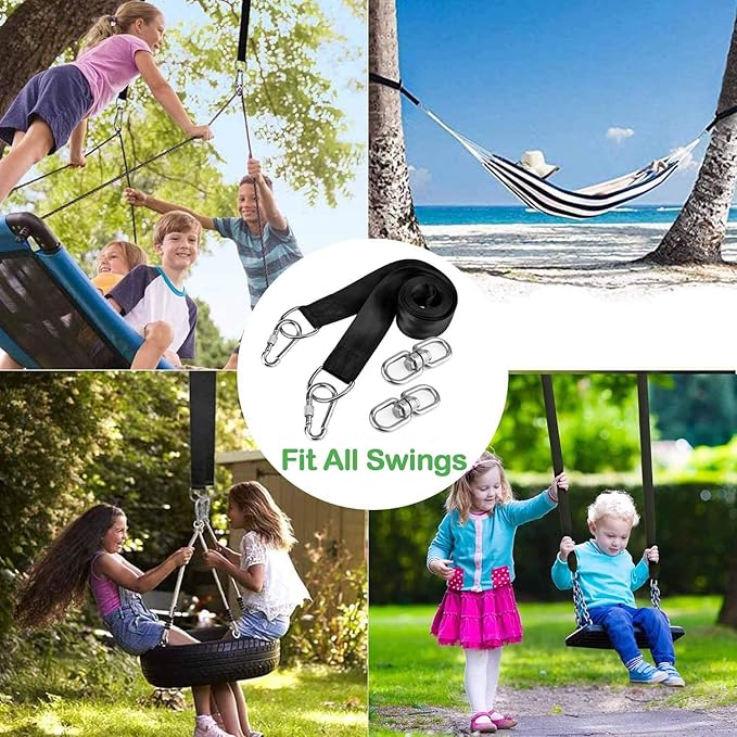 Tree Swing Straps Hanging Kit (Set of 2), 3FT/8FT/10FT/20FT/30FT Tree Swing Straps Holds 5000 lbs with Tree Protector, Heavy Duty Carabiner and Swivel Perfect for Swings & Hammocks(20 FT)
