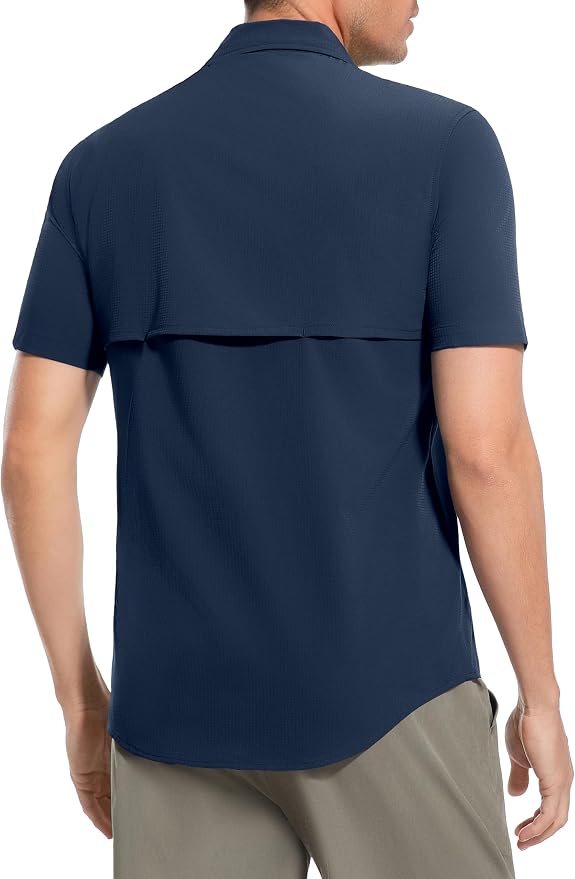 Men's Outdoor Sun Protection Shirts Short Sleeve Quick Dry Lightweight Breathable UPF50 Hiking Fishing Travel Camping