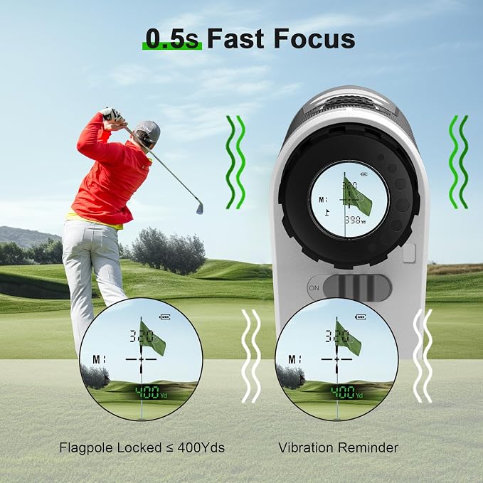 PEAKPULSE 1200 1700 Yds Golf Rangefinder Easy to Clean Slope Magnet Rechargeable 6X Magnification Distance Range Finders Flag Pin Locked Vibration Golfer Gifts Accessories
