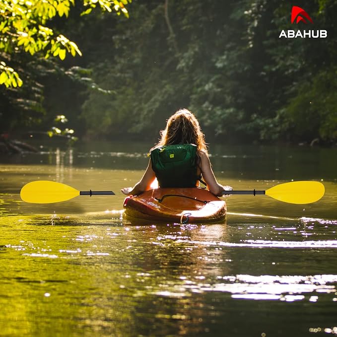 Abahub 1 x Carbon Kayak Paddles, 90.5 Inches Kayaking Oars for Boating, Canoeing with Free Paddle Leash, Carbon Fiber Shaft Black/Blue/Green/Orange/Yellow/White/Red Plastic Blades
