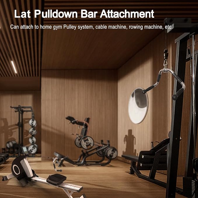 LAT Pull Down Bar Attachment: LAT Pulldown Tricep Bar for Strength Training - Multi-Exerciser Cable Machine Attachment