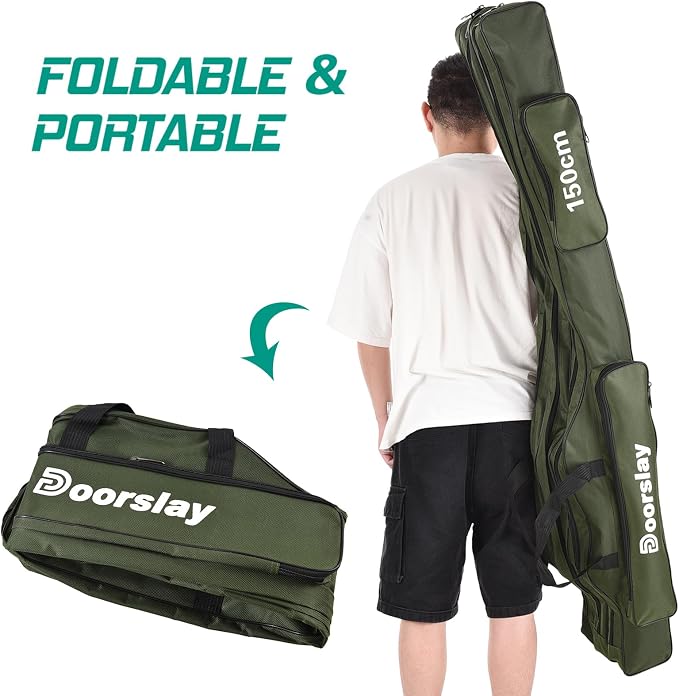 Fishing Rod Case Three Layers Oxford Portable Folding Fishing Pole Bag Outdoor Waterproof Tackle Storage Travel Bags Fishing Rod Bag