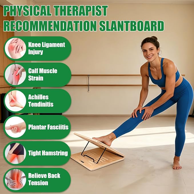 Wooden Slant Board for Exercise & 17.5" Wide Calf Stretch Board | Adjustable Incline Board with 12 Angles for Squats and Physical Therapy, Funny Balance Board with 3 Difficulty Maze Tracks