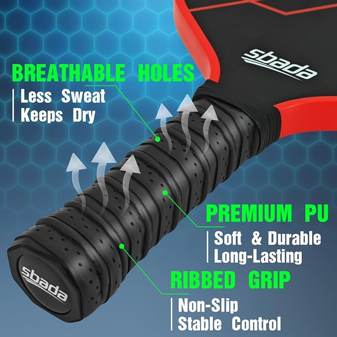 Pickleball Paddles Set of 2 - Graphite Carbon Fiber Pickleball Set with 16mm, Lightweight T700 Pickle Ball Rackets 2 Pack with 4 Outdoor Balls and 1 Bag