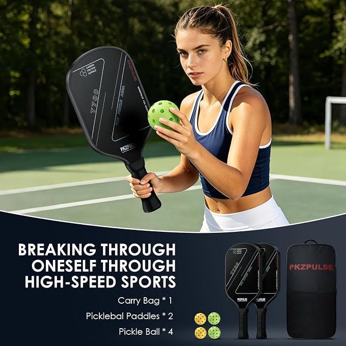 Pickleball Paddles Set – 2 Paddles, 4 Standard Balls, Portable Bag – for Casual Play & Family Fun