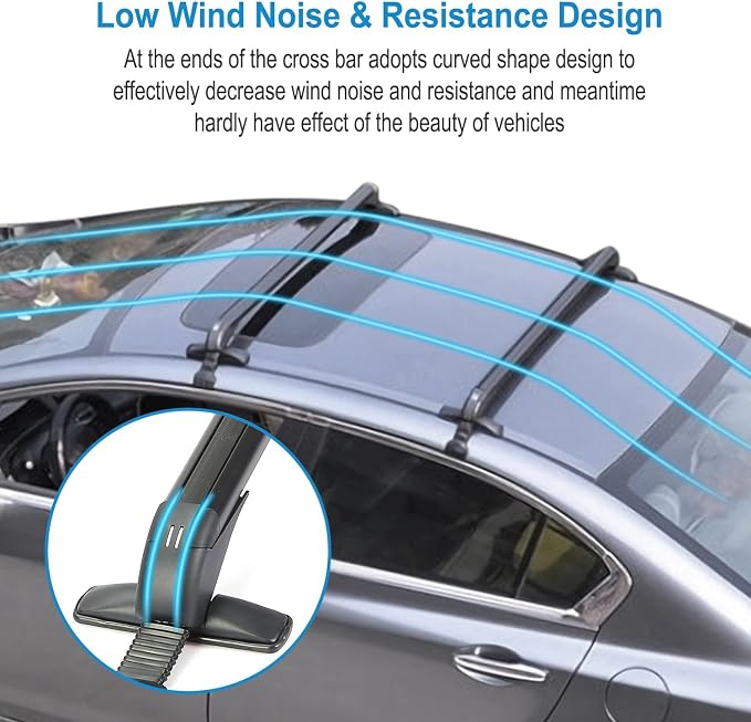 2PCS Universal Car Roof Rack Cross Bars with Anti-Theft Lock, 43 Inch Aluminum Alloy Fits Distance Between Rain Grooves 42.91-44.88 Inch, 330 lbs Load Capacity forKayaks Cargo & Luggage Bikes