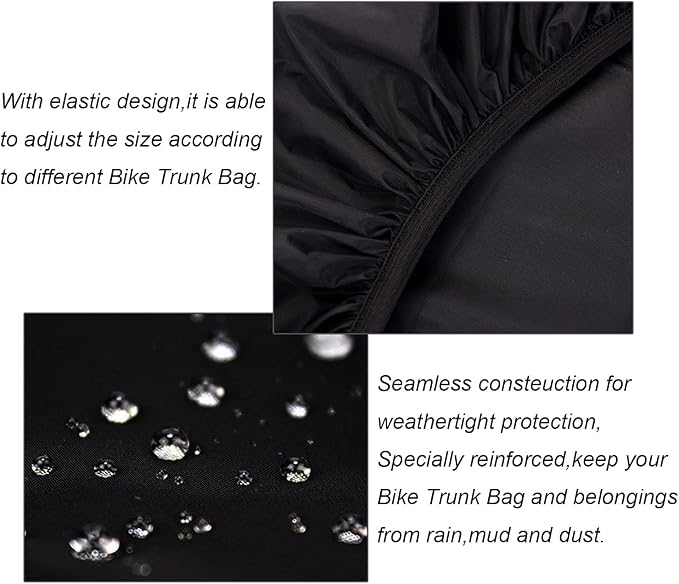 70L Bicycle Rear Rack Rain Cover with Reflective Strip Bike Trunk Rain Cover Black