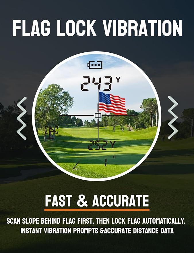Golf Rangefinder with Slope & Magnetic, 1100 Yards Range Finder for Golf, Flag Locking Vibration, 6-6.5X Magnification,Type-C Rechargeable, Yards/Meters