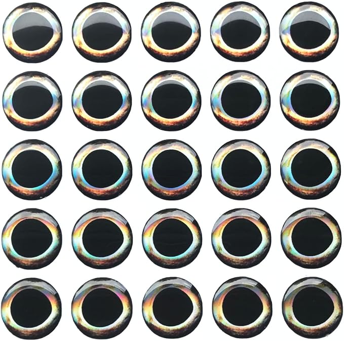 Brule 3-D Holographic Epoxy Fish Eyes (5mm-20mm) 60 Pack, Handpoured, Fishing Fly Tying Lures DIY Crafts