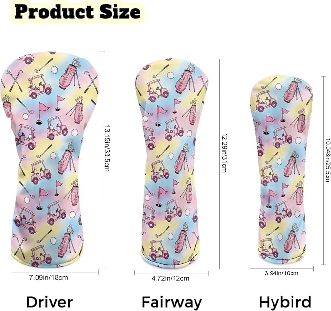 Rnyleeg Golf Club Head Covers for Women Driver Head Cover Leather Fairway Wood Headcover Hybrid Headcovers for Golf Clubs