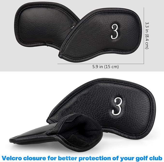 CRAFTSMAN GOLF 12pcs or 1pc Thick Synthetic Leather Golf Iron Head Covers Set Headcover Fit All Brands Callaway Ping Taylormade Cobra Etc. Also Custom Name