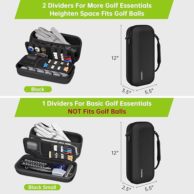 YOREPEK Golf Glove Holder with Removable Glove Shaper, Golf Valentines Gift, Protective Hard Shell Golf Accessories Case Bag with 2 Dividers Fits Balls, Tees, Markers, Cool Gifts for Golfers