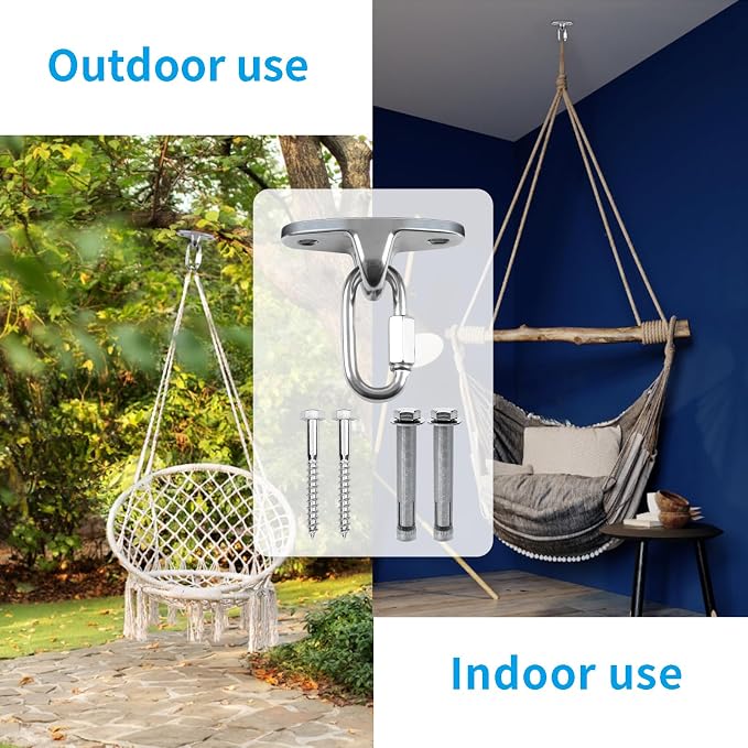 Dakzhou Heavy Duty Swing Hanger Swing Brackets Wooden and Concrete Bolts 2000 lb Capacity Playground Porch Yoga Seat Trapeze SwingSets Indoor Outdoor