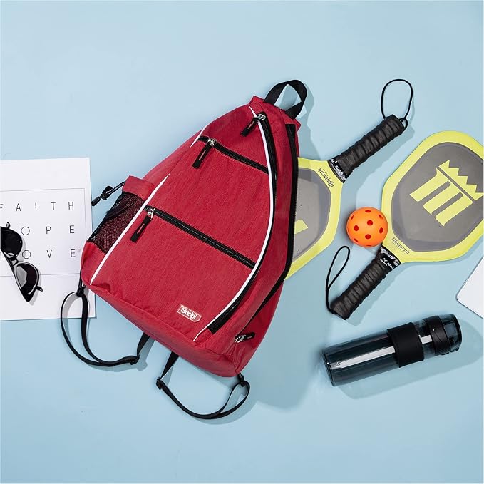 Sucipi Pickleball Bag - Men's & Women's Pickleball Backpack, Adjustable Sling Bag w/Fence Hook/Large Capacity/Safety Pocket