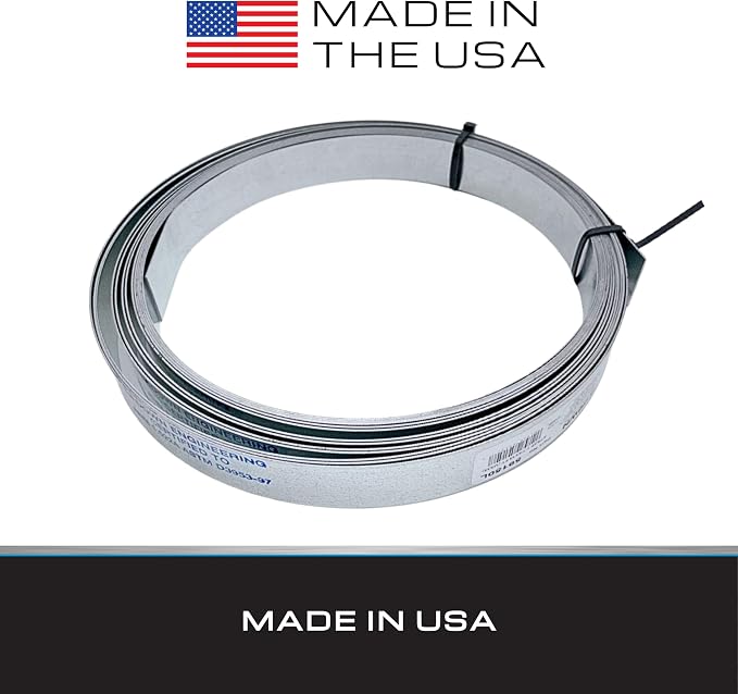 Tie Down | Certified G120 Galvanized Strapping - 1-1/4 inch x 37 feet Long | Securing Mobile Homes, Sheds, Tanks, and Reinforcing Outdoor Structures in High-Wind Areas (4 Pack)