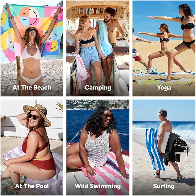 Dock & Bay Beach Towel - Quick Dry, Sand Free - Compact, Lightweight - 100% Recycled - Includes Bag - Calm - Large (160x90cm, 63x35)
