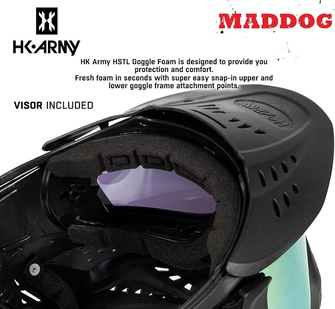 Maddog HK Army HSTL Paintball Airsoft Mask Goggle System | Replaceable Thermal Dual-Pane Anti Fog Lens | Adjustable Full-Face Safety Certified Protection