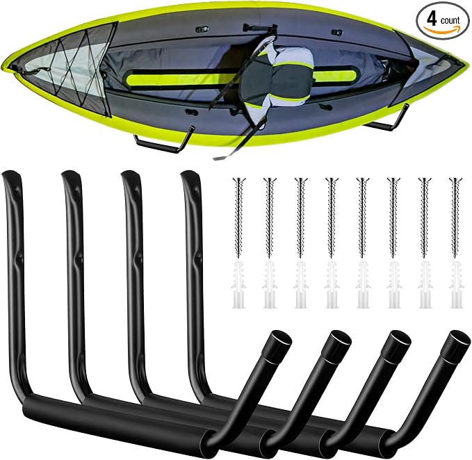 JaGely Wall Mount Kayak Storage Rack 15Inch Garage Storage Heavy Duty Hooks Canoe Hanger Hooks Jumbo Arm Kayak Rack for Paddle Board, Ladder, Bicycle, Folding Chairs, Surfboard, Snowboard