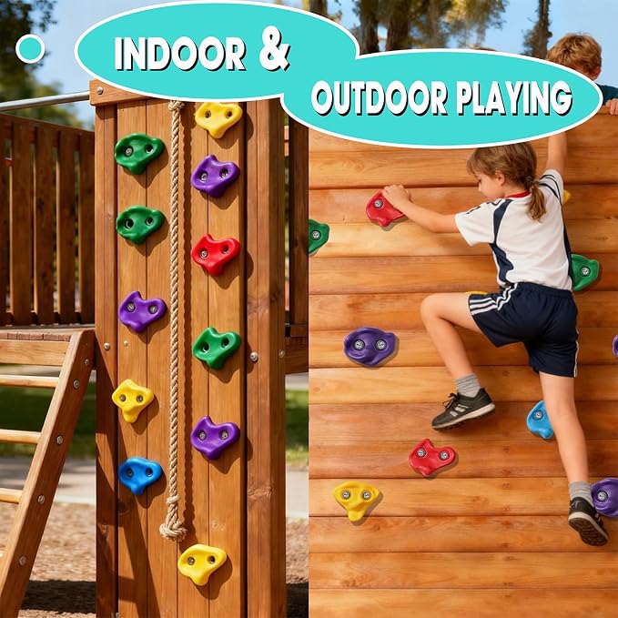 20 PCS Large Rock Climbing Holds for Kids, Large Climbing Holds Adult Rock Wall Holds Climbing Rock Wall Grips for Indoor and Outdoor Playground Play Set with Hardware