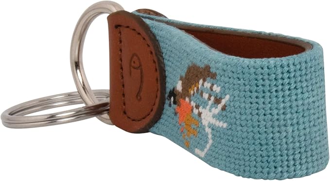 Leather Hand-Stitched Needlepoint Key Fob or Key Chain