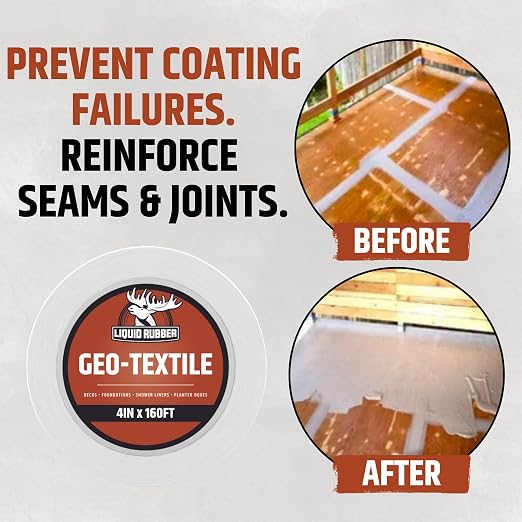 Liquid Rubber Geo-Textile - Fix Leaks - Repair and Restore - Easy to Use, 4 Inch x 160 Foot Roll