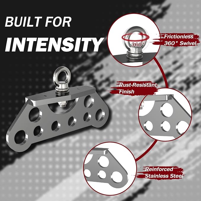 J Bryant Stainless Steel Double to Single Pulley Adaptor Plate for Cable Machine – Fitness Dual Pulley Connector with 3 Carabiners for LAT Pulldown, Triceps Pushdown, and T Bar Row Accessories