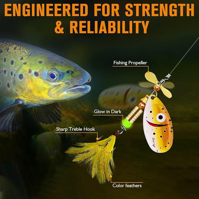 Dovesun Fishing Lure Making Kit DIY Spinner Making Kit, Inline Spinner Baits for Bass Fishing Trout Salmon Freshwater Gift for Men 228pcs/155pcs/107pcs