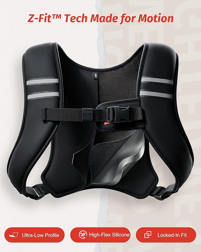 ZELUS Weighted Vest, Washable Z-Fit Soft Iron Weighted Vest for Women and Men, 5/10/15 lb Weight Vest with Reflective Strips & Adjustable Straps, Ultra Thin Weight Vest for Gym Strength Training