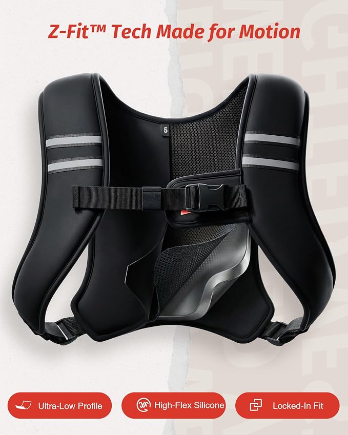 ZELUS Weighted Vest, Washable Z-Fit Soft Iron Weighted Vest for Women and Men, 5/10/15 lb Weight Vest with Reflective Strips & Adjustable Straps, Ultra Thin Weight Vest for Gym Strength Training