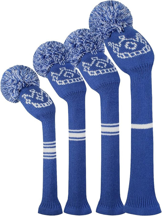 Scott Edward Knit Wood Golf Club Head Covers 4 Pieces Knitted Item Fit Over Well Driver Wood(460cc) Fairway Wood and Hybrid(UT)