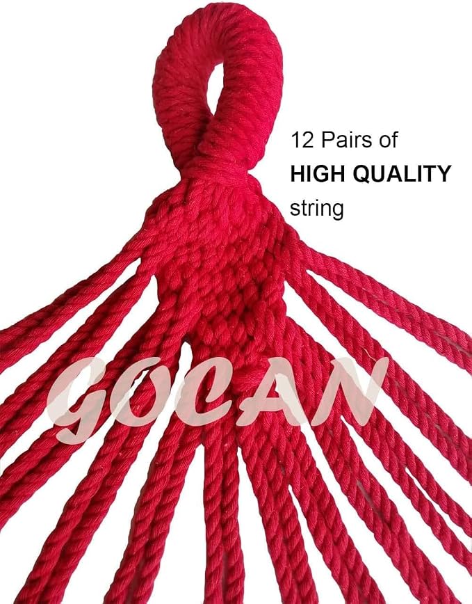 GOCAN Brazilian Double Hammock 2 Person Extra Large Canvas 250x160cm Total Length 350cm Load 500lb Cotton Hammock for Garden Outdoor and Indoor
