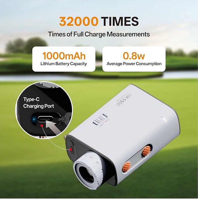 Hiker HK1500 Golf Range Finder, 1500 Yards Electronic Anti-Shake Supported Laser Golf Rangefinder with Slope, 6X Magnification Flag Pole Locking Vibration, 1000mAh Rechargeable Range Finders Golfing