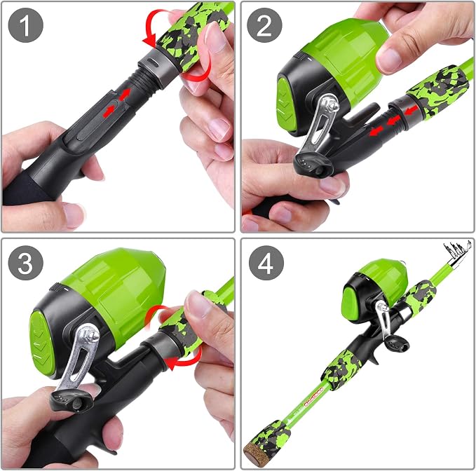 ODDSPRO Kids Fishing Pole - Portable Telescopic Kids Fishing Rod and Reel Combo Kit - with Spincast Fishing Reel Tackle Box for Girls, Youth