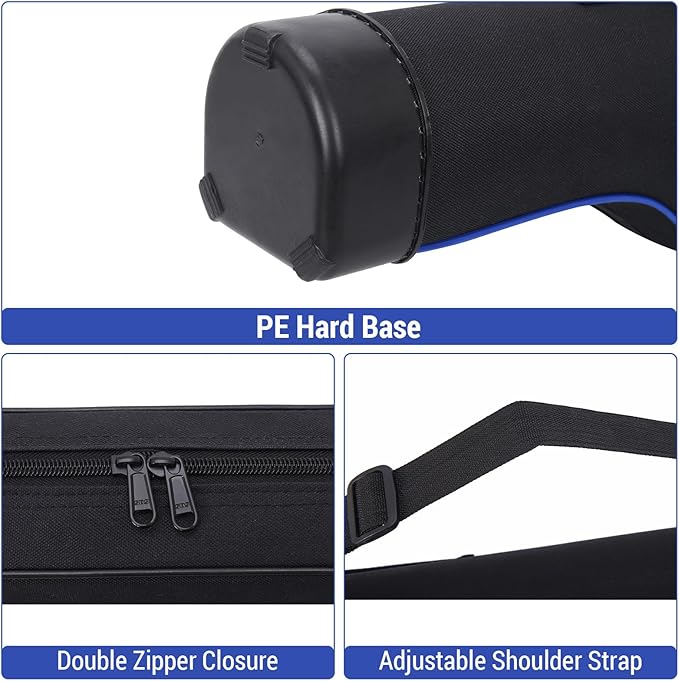 Lixada Fishing Rod Bag Hard Shell Bottom 51.2''/130cm Fishing Rod Travel Case Waterproof Fishing Tackle Storage Bag Fishing Pole Protective Pouch