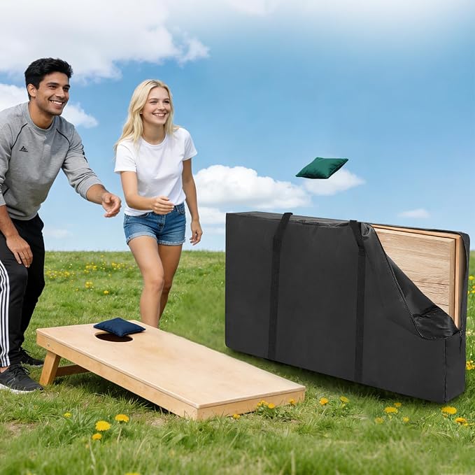 ALSLEA Cornhole Board Carry Bag - Heavy-Duty 600D Oxford Storage Case Fits 4'x2' Regulation Boards | Tailgate, Beach, Backyard Game Transport & Organizer Black