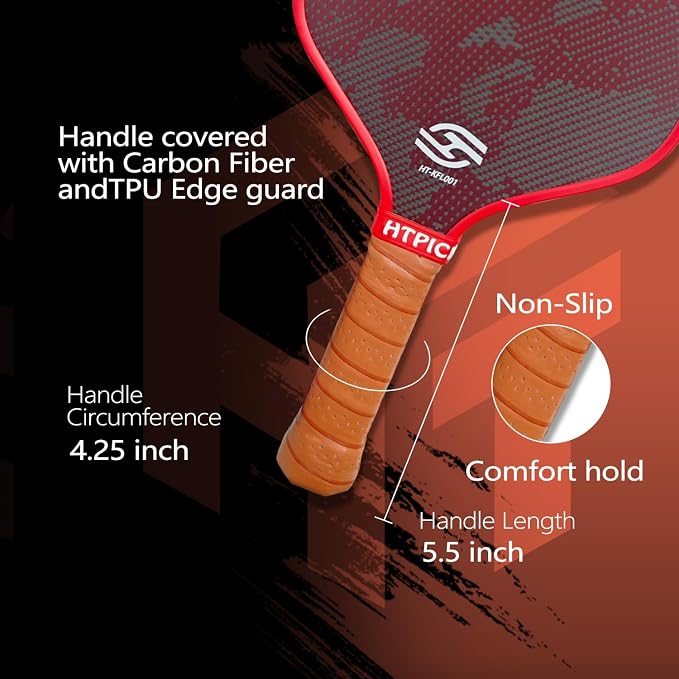 Pickleball Paddles, Professional Carbon Fiber Pickleball Paddle for High Spin & Powerful Shots with Honeycomb Core Pickleball Racket for Indoor Outdoor Play