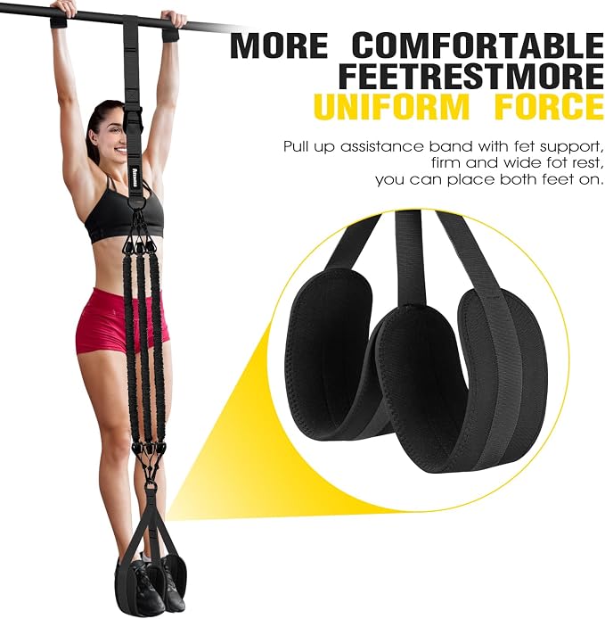 Ayombo Pull Up Assistance Bands, Resistance Bands for Pull Up Bar Workout, Adjustable Heavy Duty Pull Up Assist Equipment with 4 Assistance Bands, Home Gym Fitness Exercise Strength Training
