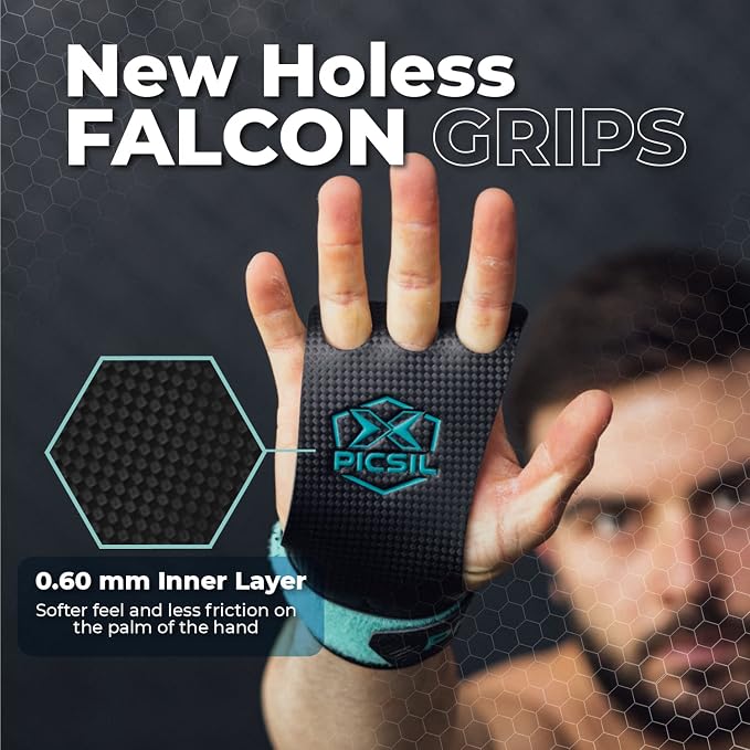 PICSIL | Falcon Grips | Grip All Surfaces and Bar Types | Use with Magnesium | Carbon Fibre Material | for Crosstrainig, WOD, Gym & Calisthenics |
