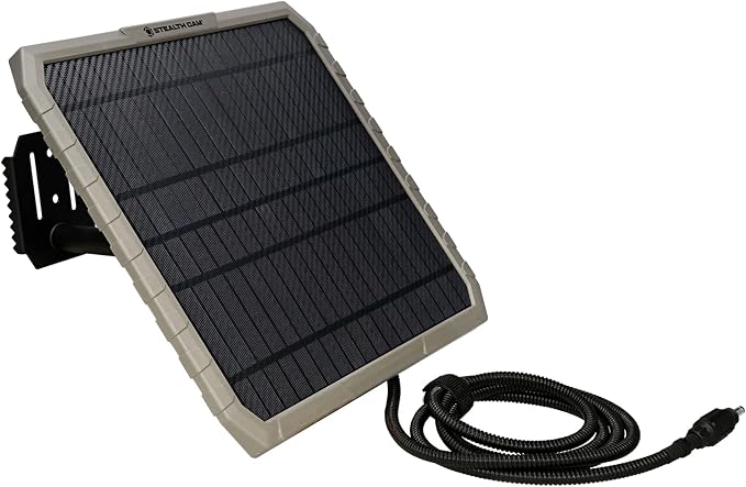 Stealth CAM FieldMAX External EX Solar Battery Pack, 10" Panel, 3000mAh Rechargeable Battery, 6ft Insulated Power Cable, USB Included, Compatible with Trail Cameras w/ 12V Battery Jack