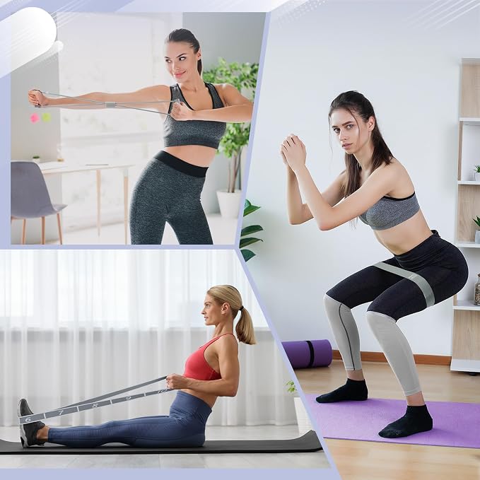 Halloscume 24 Pcs Pilates Kit, Home Pilate Equipment for Women, Pilates Ring and Ball Set with Stretching Strap, Water Bottle, Magic Circle, Yoga Ring, Gym Bag, Resistance Band, Anti Slip Sock