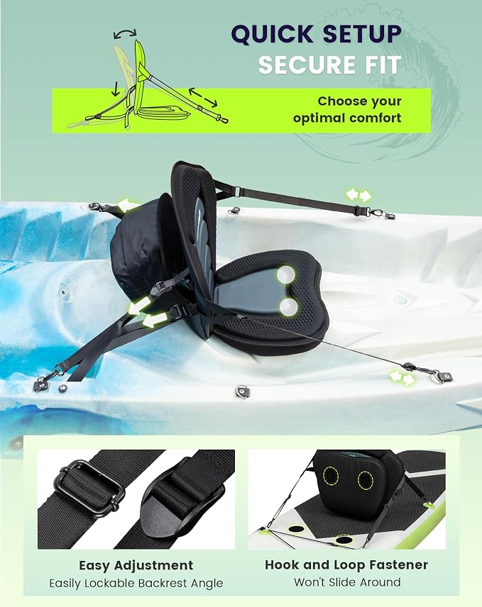 BRANTMAKER Kayak Seats with Back Support, Paddle Board Seat, Universal Thicken Cushion for Inflatable Paddleboard, Sup, Canoe, Ocean Kayak
