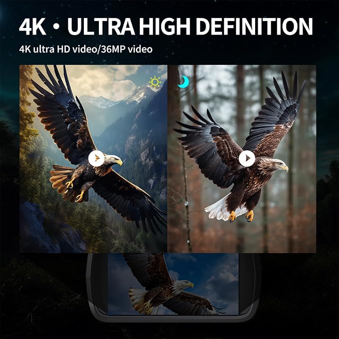 Night Vision Goggles & Night Vision Binoculars with Grip,4K UHD Video,36MP Image,4.5″HD Screen,8X Digital Zoom,400m Range–Perfect for Hunting,Camping&Wildlife Observation