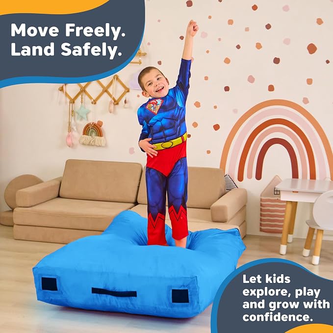 SaferBounce Crash Pad for Kids Sensory | Big 5Ft x 5Ft, 3Ft x 4Ft Or 3Ft x 3Ft | Autism Sensory Crash Mat for Jumping Play | Crashpad | Soft Foam Landing Pad | Giant Mat Pillow | Climbing, Gymnastics