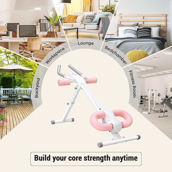 DUMOS Ab Workout Equipment for Home Gym, Exercise Machine Abs Trainer, Full Body Fitness System Adjustable for Abdominal Stomach Training, LCD Display, Knee Protection
