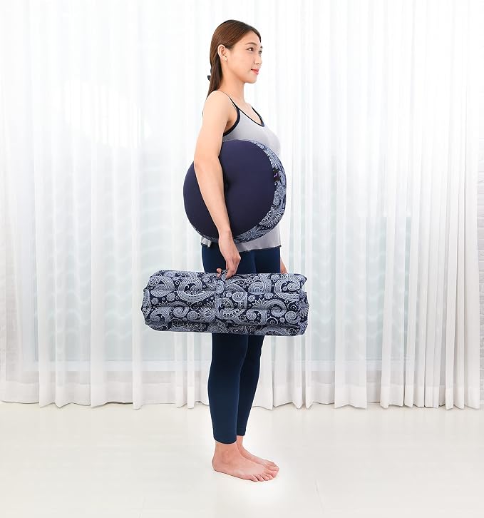 Leewadee Meditation Cushion Set – 1 Small Zafu Yoga Pillow and 1 Small Roll-Up Zabuton Mat Filled with Kapok