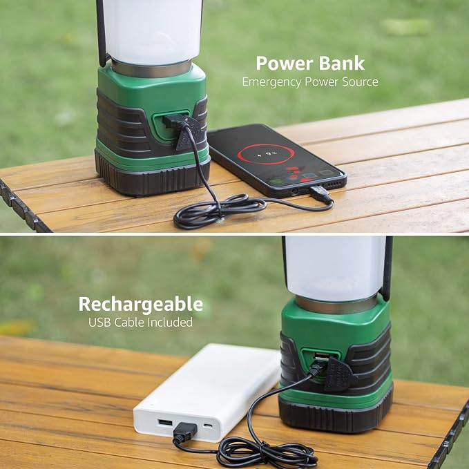 Lepro Bundle - 1000LM LED Camping Lantern Rechargeable, 4400mAh Power Bank & PR320019 Super Bright Head lamp with Motion Sensor, 230° Wide Beam & Adjustable