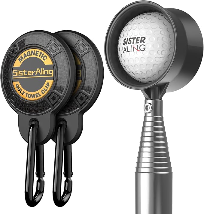 Magnetic Clip for Golf Towel and 9ft/12ft Water Telescopic Golf Ball Retriever
