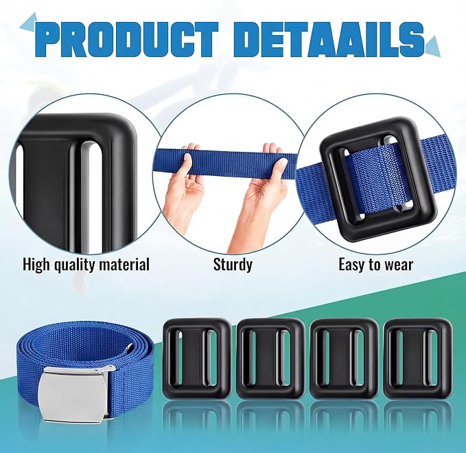Tellegloww 4 Pcs Dive Weights Belt for Scuba Diving Coated Dive Weights Nylon Dive Belt with Metal Quick Release Buckle for Free Diving Spear Fishing