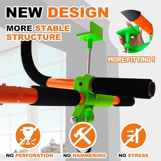 Doorway Swing mount for Kids & Door Pull Up Bar for Adults, Indoor Kid Swing with 4 Accessories, Multi-Function Doorway Gym, Fits Door Frame 24.41-30.51'' W x 3.94-6.69'' Thickness (Orange)