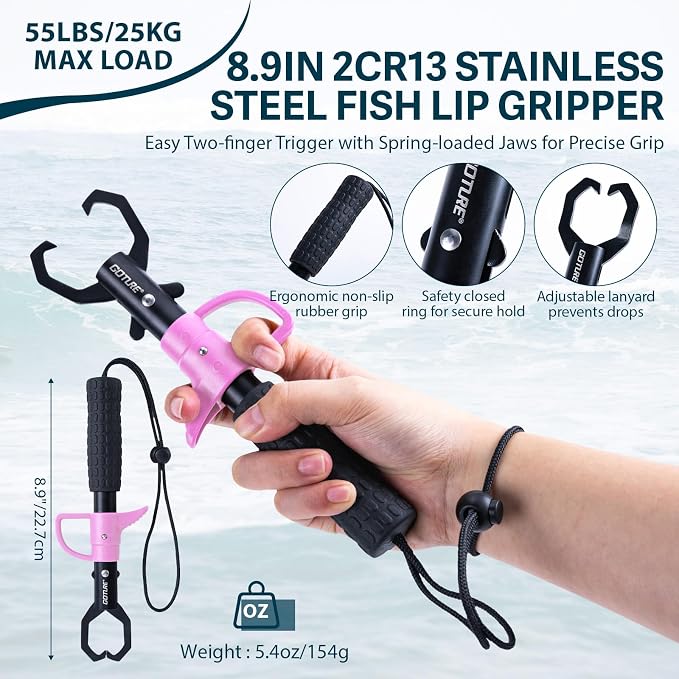 Goture Pink Fishing Kit, Fishing Lures with Tackle Box and Fishing Tool Kit Set for Women, Include Fish plier, Braid Scissors, Fishing Gripper with Gift box